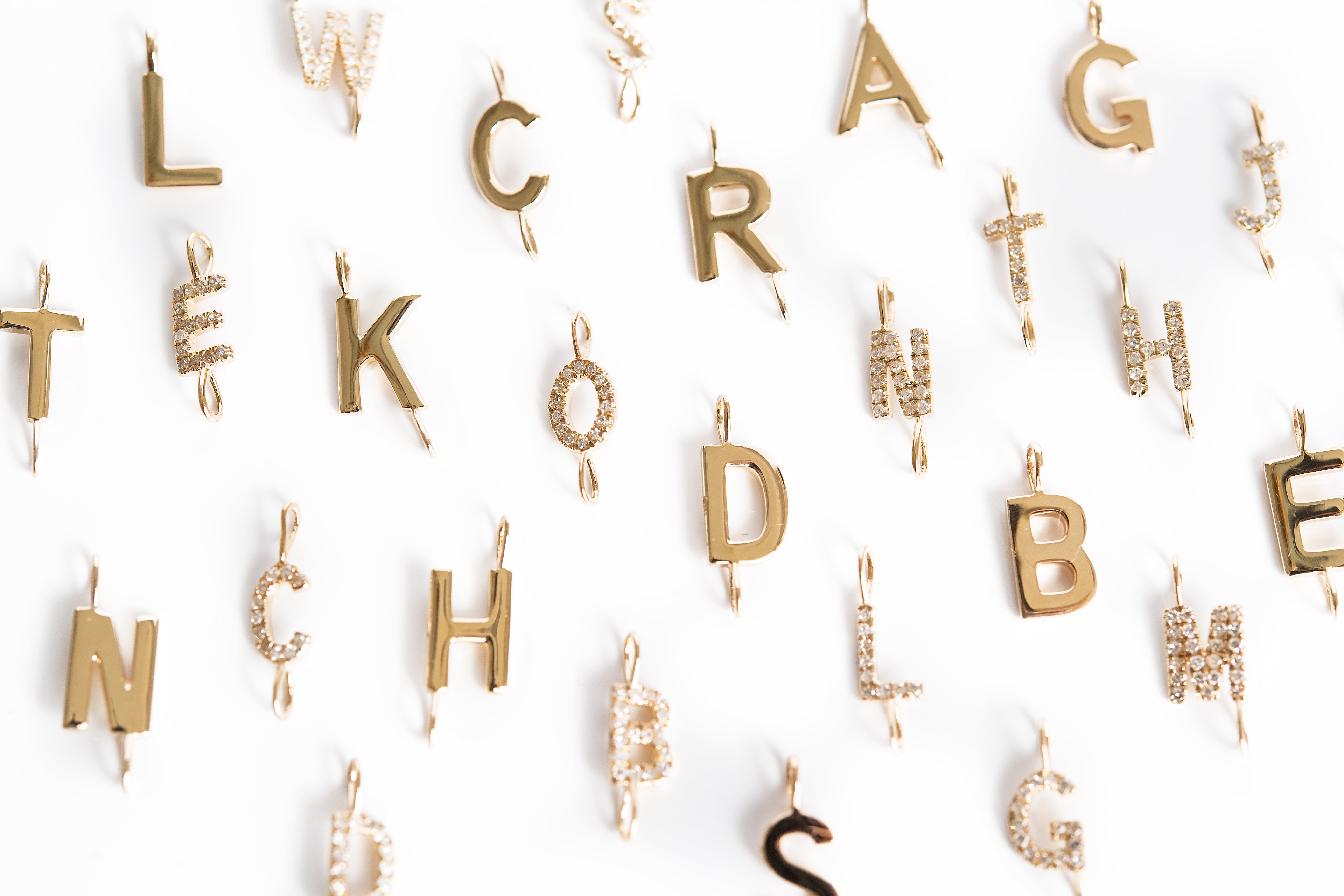 Letter Croc Charms Gold and Silver Diamond Alphabet Charms 