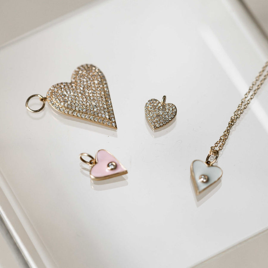 Naomi Eloise: 14k Gold Diamond Heart Pendants