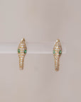 Naomi Eloise: Diamond and Emerald Snake Huggie Earring