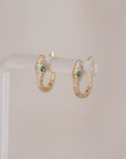 Naomi Eloise: Diamond and Emerald Snake Huggie Earring