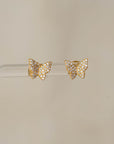 Naomi Eloise: 14k Gold Diamond Butterfly Stud Earring
