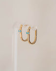 Naomi Eloise: 14k Gold Diamond and Turquoise Oval Hoop Earring