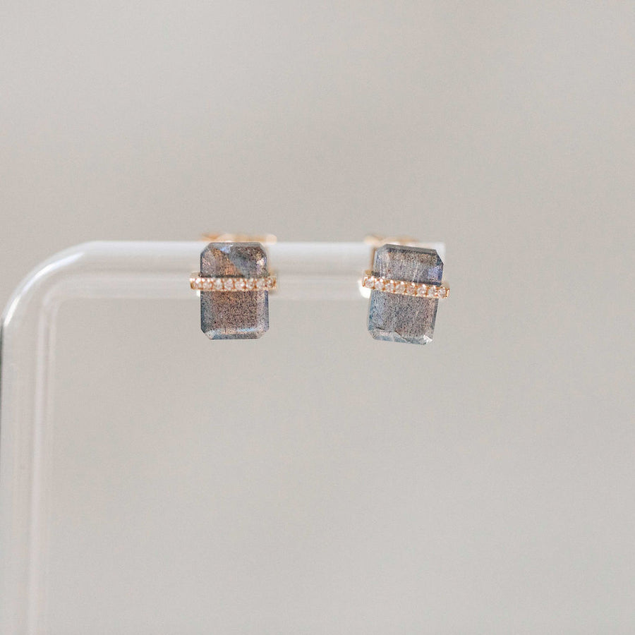 Naomi Eloise: Diamond Gemstone Chiclet Earring
