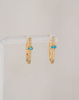 Naomi Eloise: 14k Gold Diamond and Turquoise Oval Hoop Earring