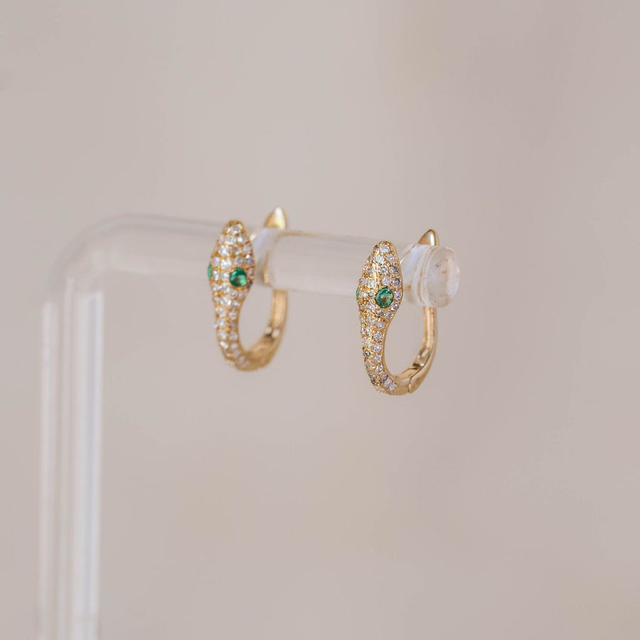 Naomi Eloise: Diamond and Emerald Snake Huggie Earring