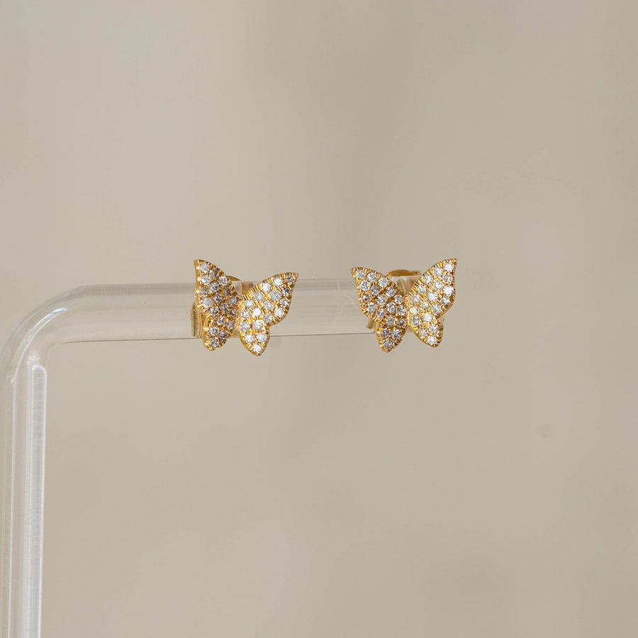 Naomi Eloise: 14k Gold Diamond Butterfly Stud Earring