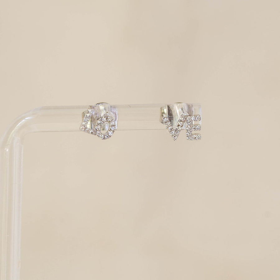Naomi Eloise: 14k Diamond LO-VE Stud Earrings