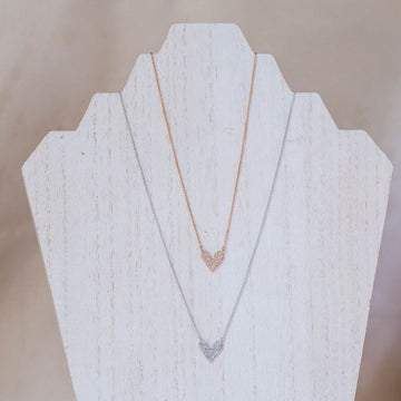 Naomi Eloise: 14k Pavé Diamond Heart Necklace