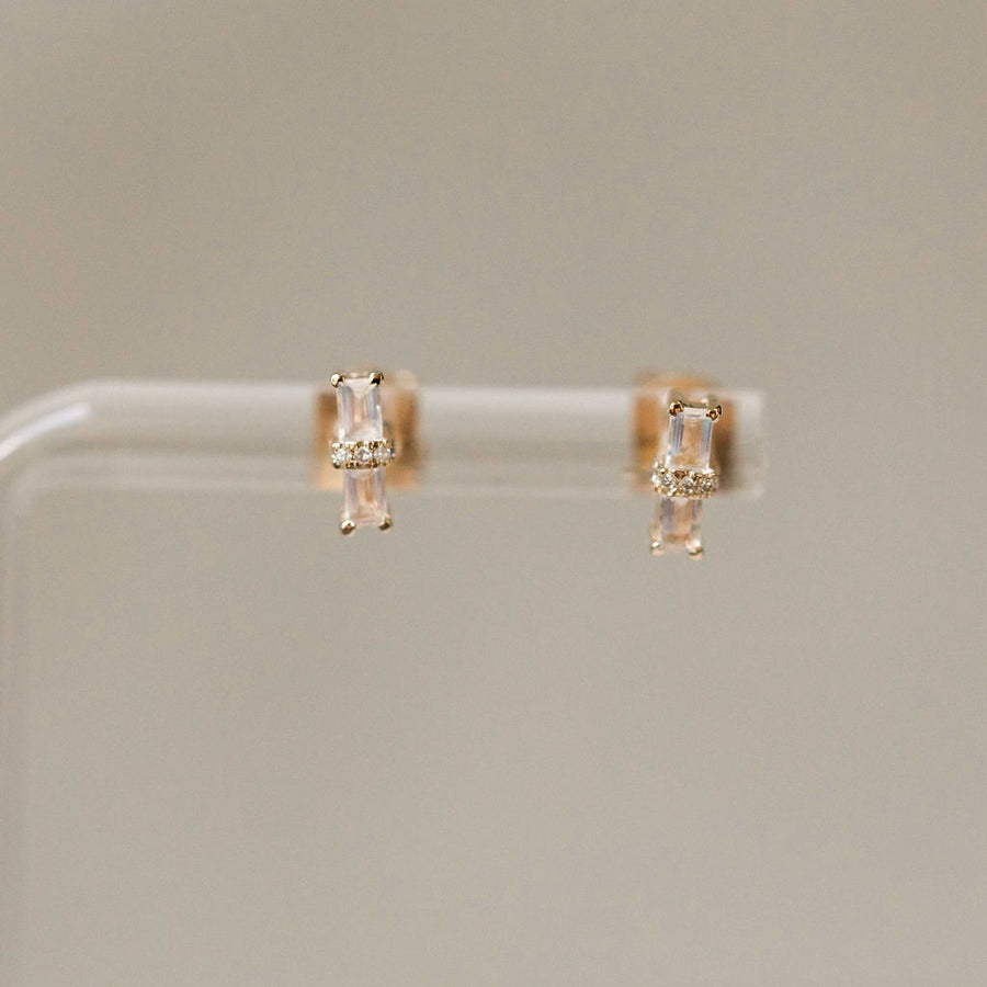 Naomi Eloise:  14k Gold Gemstone Bar Earring