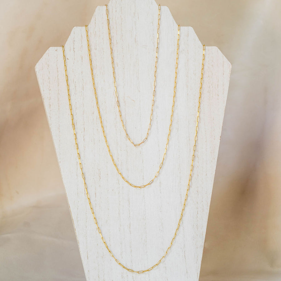 Naomi Eloise: 14k Gold Baby Paper Clip Necklace