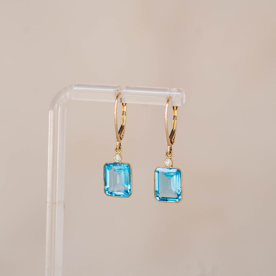 Naomi Eloise: 14k Blue Topaz and Diamond Earring