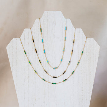 Naomi Eloise: 14k Gold Inlay Station Necklaces
