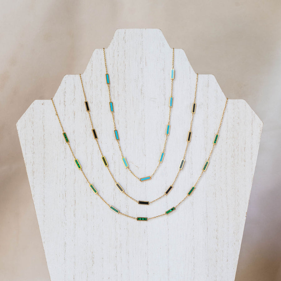 Naomi Eloise: 14k Gold Inlay Station Necklaces