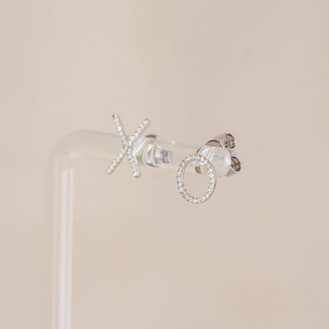 Naomi Eloise:  14k White Gold Diamond X O Earring