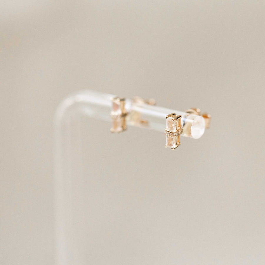 Naomi Eloise:  14k Gold Gemstone Bar Earring